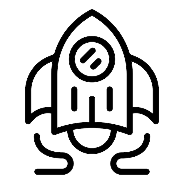ロゴや子供のイラストに適した漫画ロケットの黒と白のラインアート