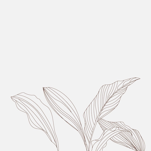 Black And White Line Art Decoration Of Leaves