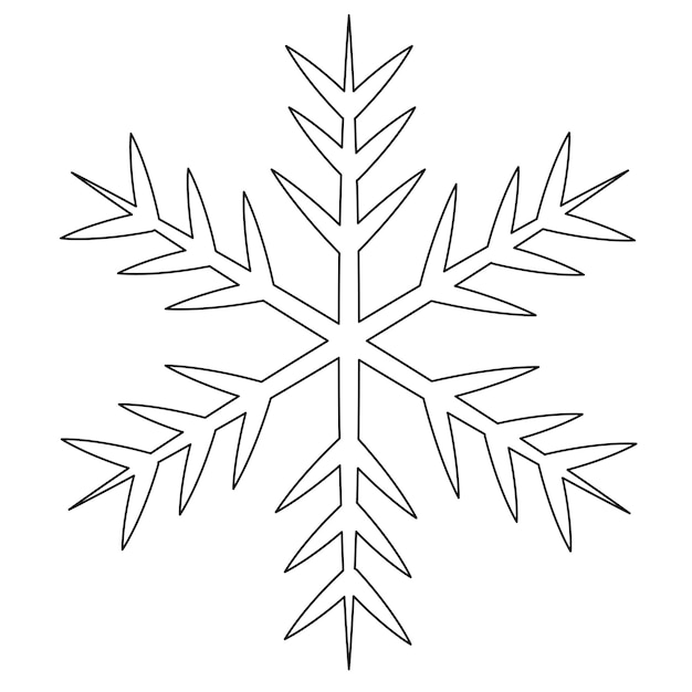 Black and white line Christmas snowflake Vector illustration