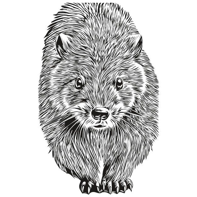 Black and white linear paint draw beaver vector illustration beavers