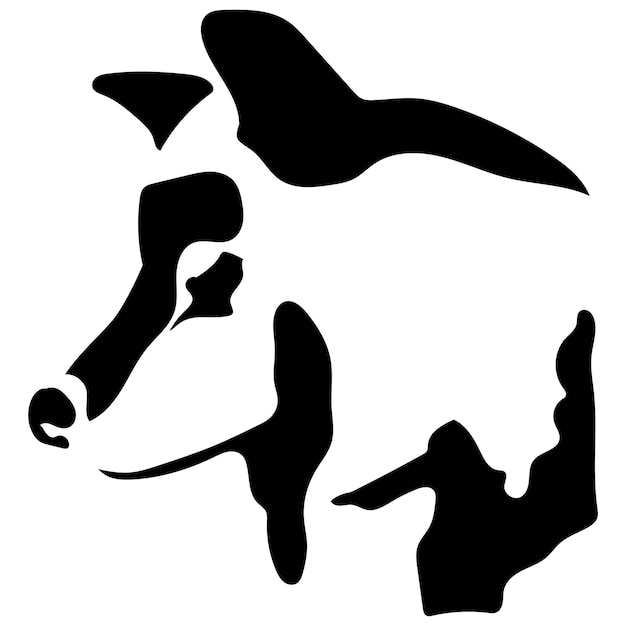 Black White Linear Paint Draw dog ,Negative Space Animal vector illustration graphic design