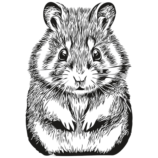 Black and white linear paint draw hamster vector illustration hamsters