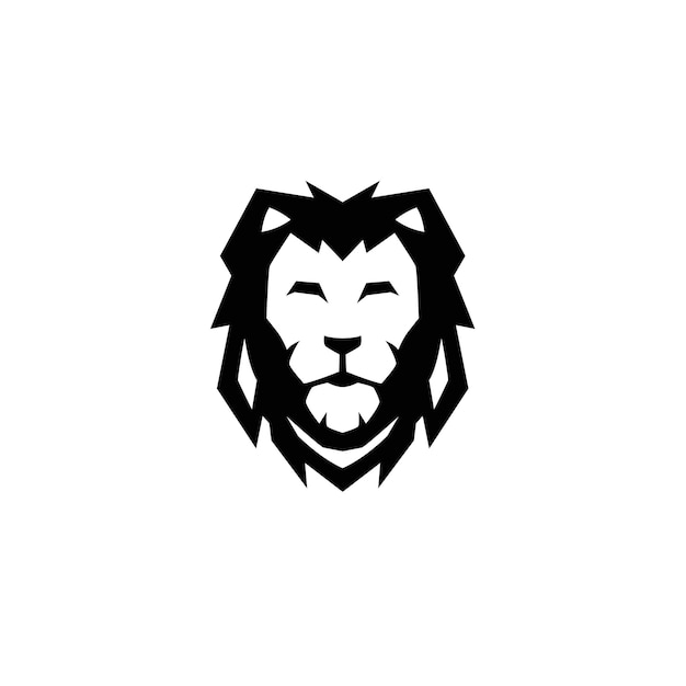 black and white lion head icon logo illustration