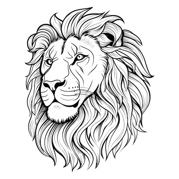 Black and white lion illustration