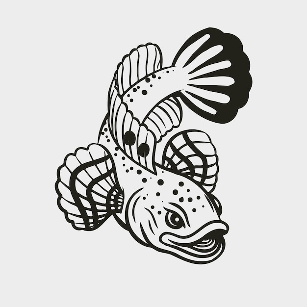 Black white local fish logo