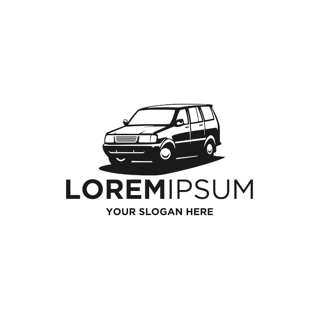 Vettore un logo in bianco e nero per un'azienda automobilistica con l'immagine di un'auto.