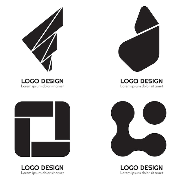 Black and White Logo Collection Set Full Editable Vector