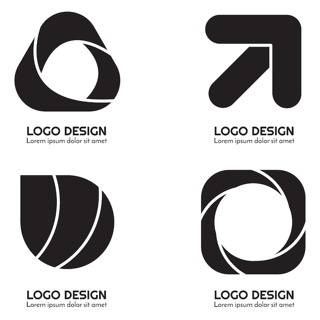 Black and White Logo Collection Set Full Editable Vector