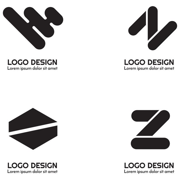 Black and White Logo Collection Set Full Editable Vector