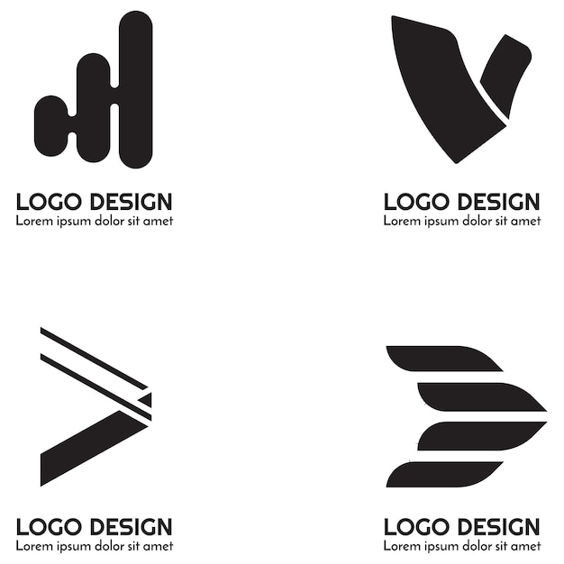 Black and White Logo Collection Set Full Editable Vector