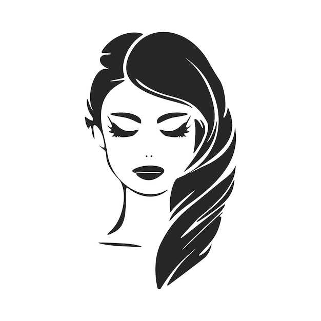 美しく洗練された女性を描いた白黒のロゴ