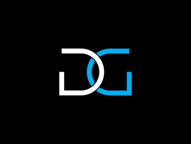 A black and white logo for dg