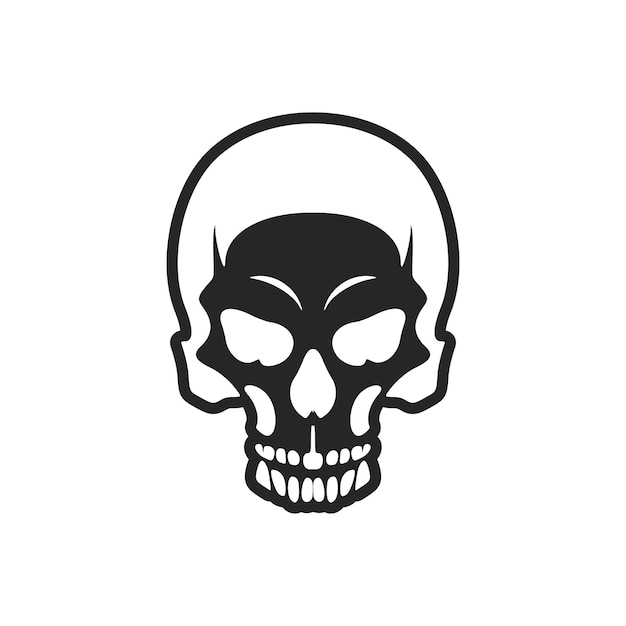 A black and white logo featuring a skull vector