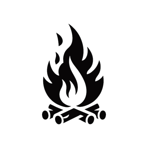 a black and white logo of a flame with a black and white background