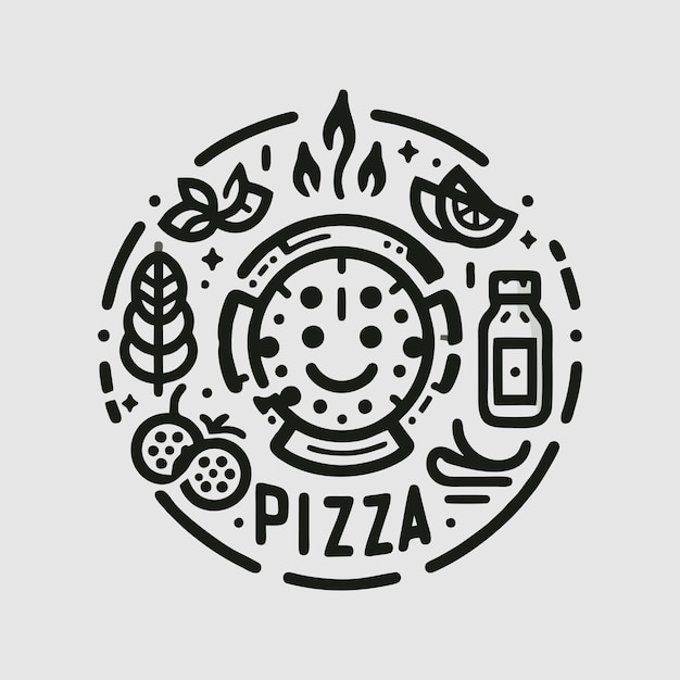 Vector a black and white logo for pizza and other items