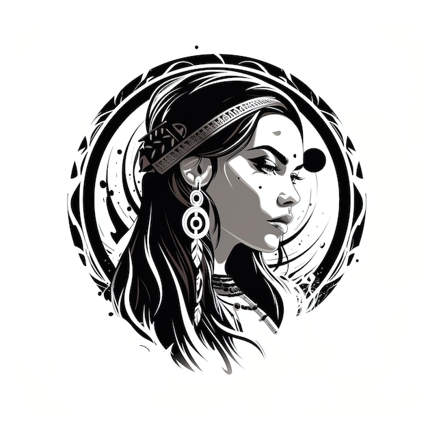 black and white logo for relentless indigenous woman