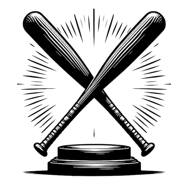 Vector a black and white logo of two baseball bats