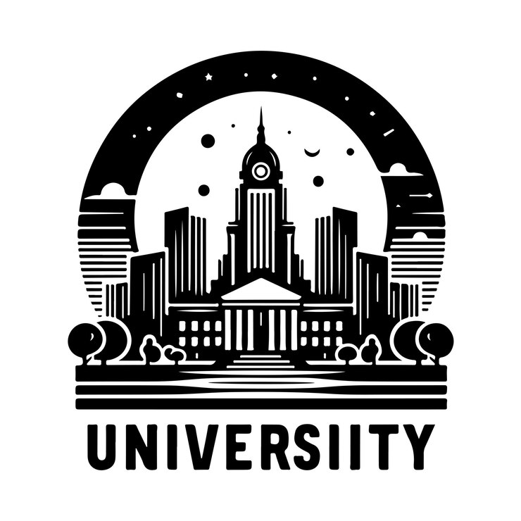a black and white logo for the university of university