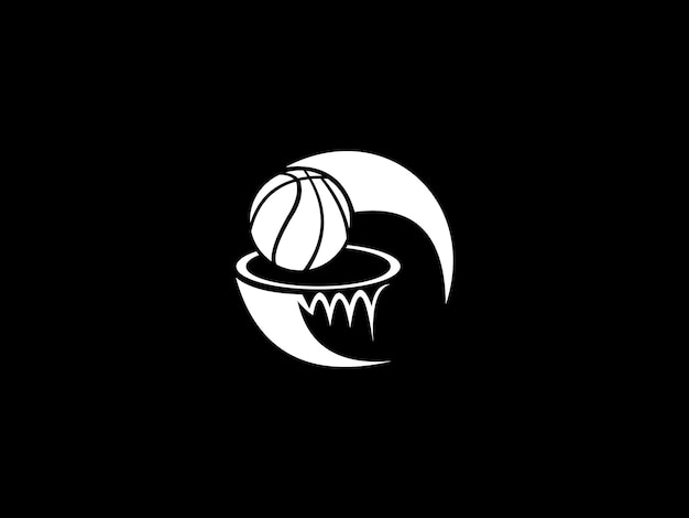 Vector a black and white logo with a ball in the middle