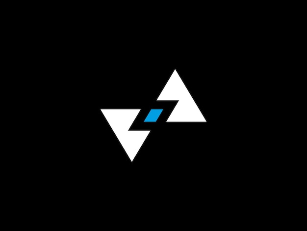 青い三角形が描かれた白黒のロゴ