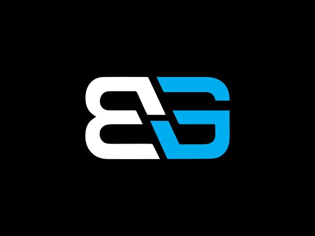 A black and white logo with eg on it