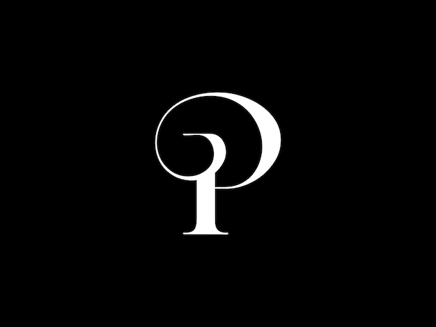 Vector a black and white logo with the letter p on a black background