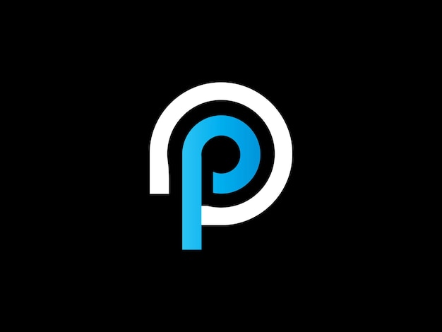 A black and white logo with the letter p on it