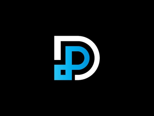 A black and white logo with the letters dp on it