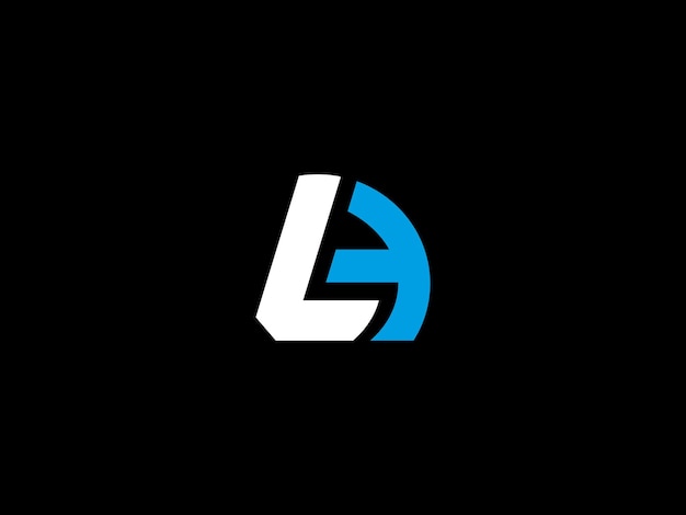 Vector black and white logo with the letters la on a black background