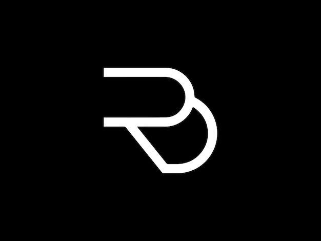 A black and white logo with the letters r and b