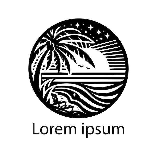 Vector a black and white logo with a palm tree and the words quot lx quot on it