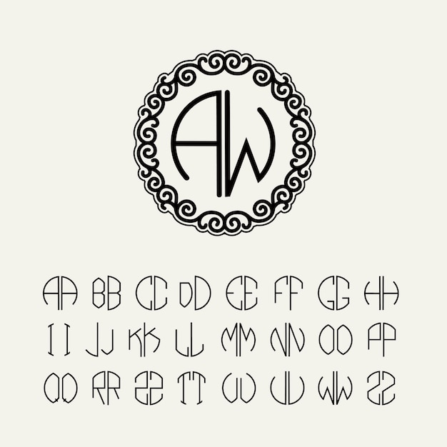 Vettore un logo in bianco e nero con una forma rotonda con una lettera e un cerchio con un disegno che dice