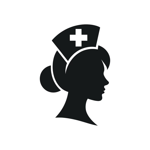 Vector a black and white logo of a woman with a stethoscope on it