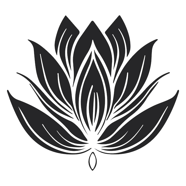 A black and white lotus flower design.
