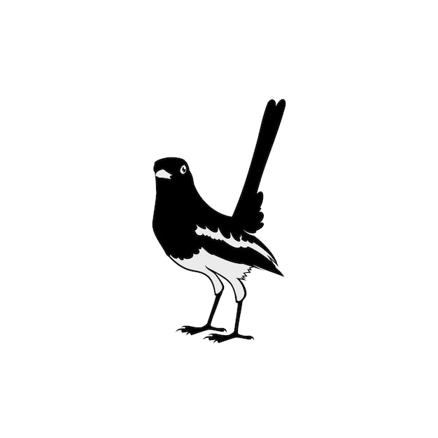 Black and White MAgpie Bird Logo Design