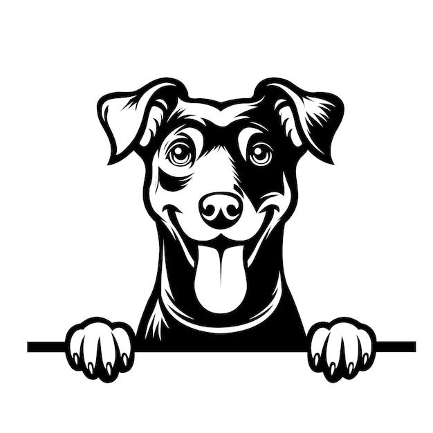 Vettore vettore di illustrazione del viso di manchester terrier bianco e nero