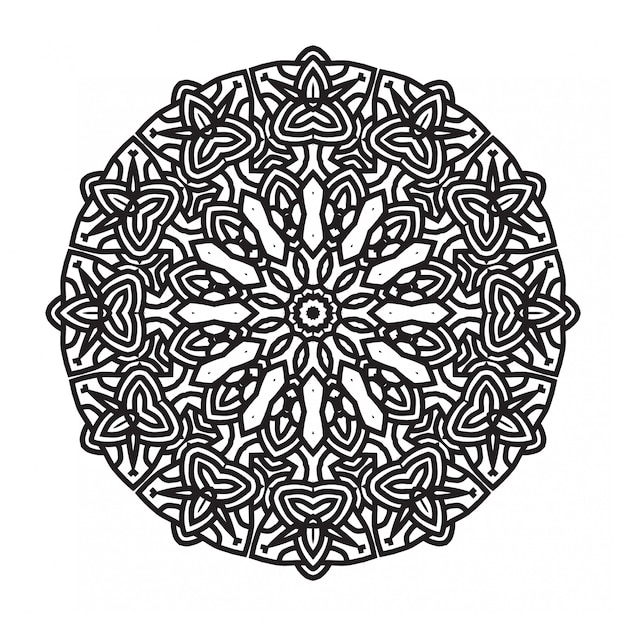 Black and white mandala art