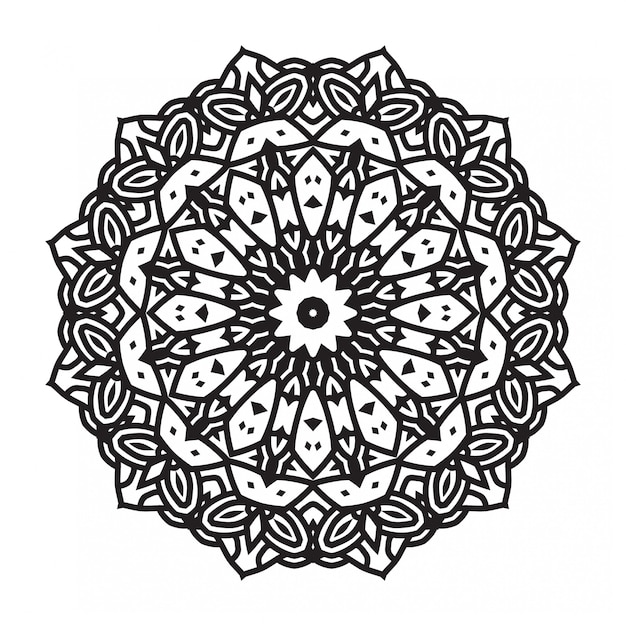 Black and white mandala art