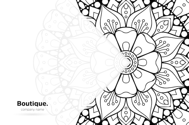 black and white mandala background template