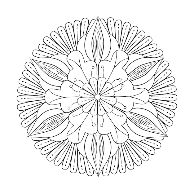 Black and white mandala for coloring page. Vector illustration