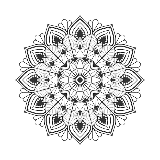 Black and white mandala design vector template