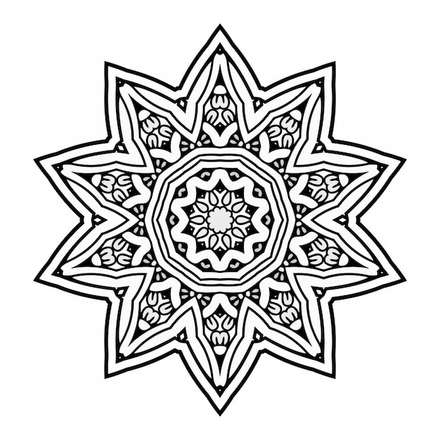 Vector black and white mandala design with ornament