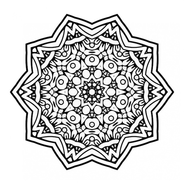 Mandala in bianco e nero design con ornamento