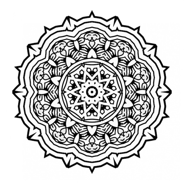 Mandala in bianco e nero design con ornamento