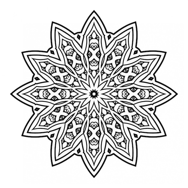 Vettore mandala in bianco e nero design con ornamento
