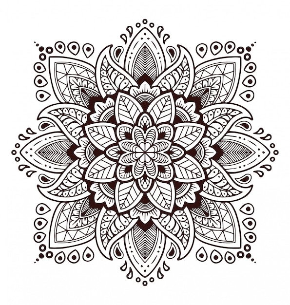 Illustrazione in bianco e nero della mandala