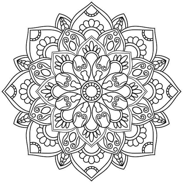 Black and white mandala pattern for adults coloring book