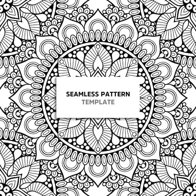 Black and white mandala seamless pattern