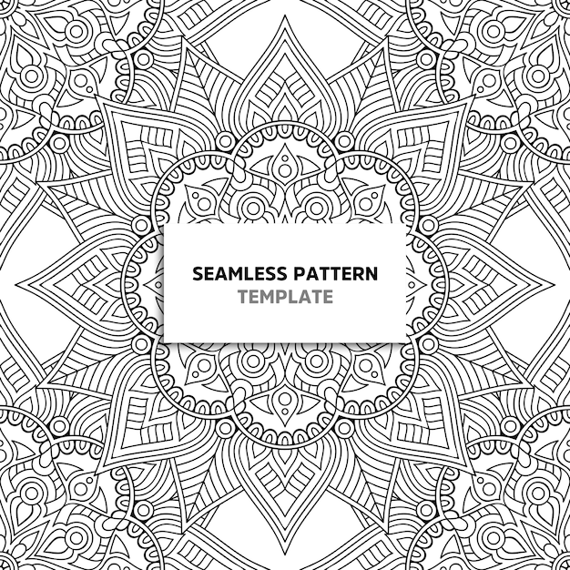 Black and white mandala seamless pattern