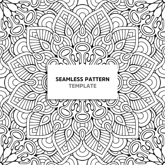 black and white mandala seamless pattern